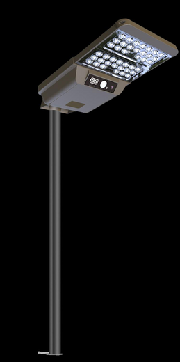 Integrated ELS-08 solar street light mounted on a pole